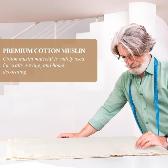 100% Cotton Muslin Fabric, 63 Inch X 5 Yards Unbleached Muslin Linen Fabric by T - Picture 6 of 7
